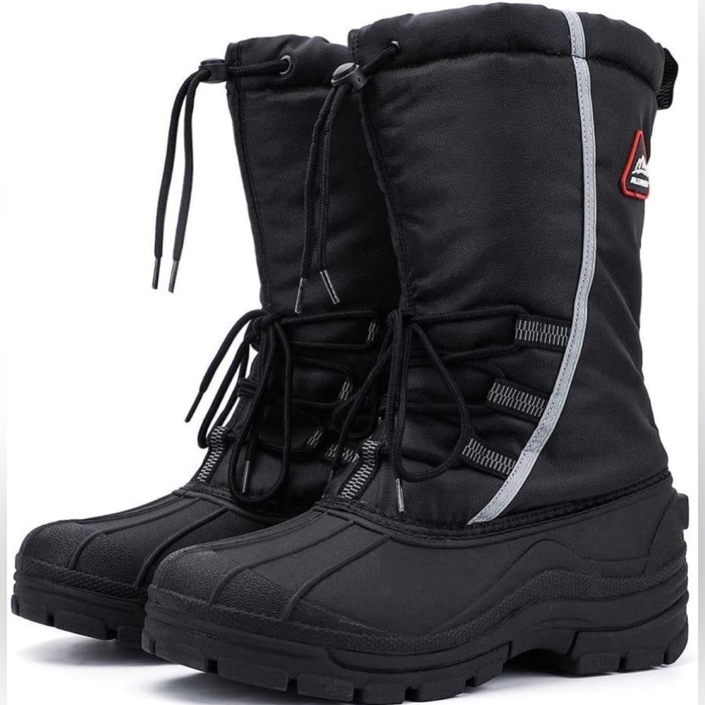 Aleader Men Insulated Waterproof Winter Snow Boots Black/Elastic Lace Size 9 NEW